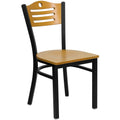 Flash Furniture HERCULES Series Black Slat Back Metal Restaurant Chair - Natural Wood Back & Seat