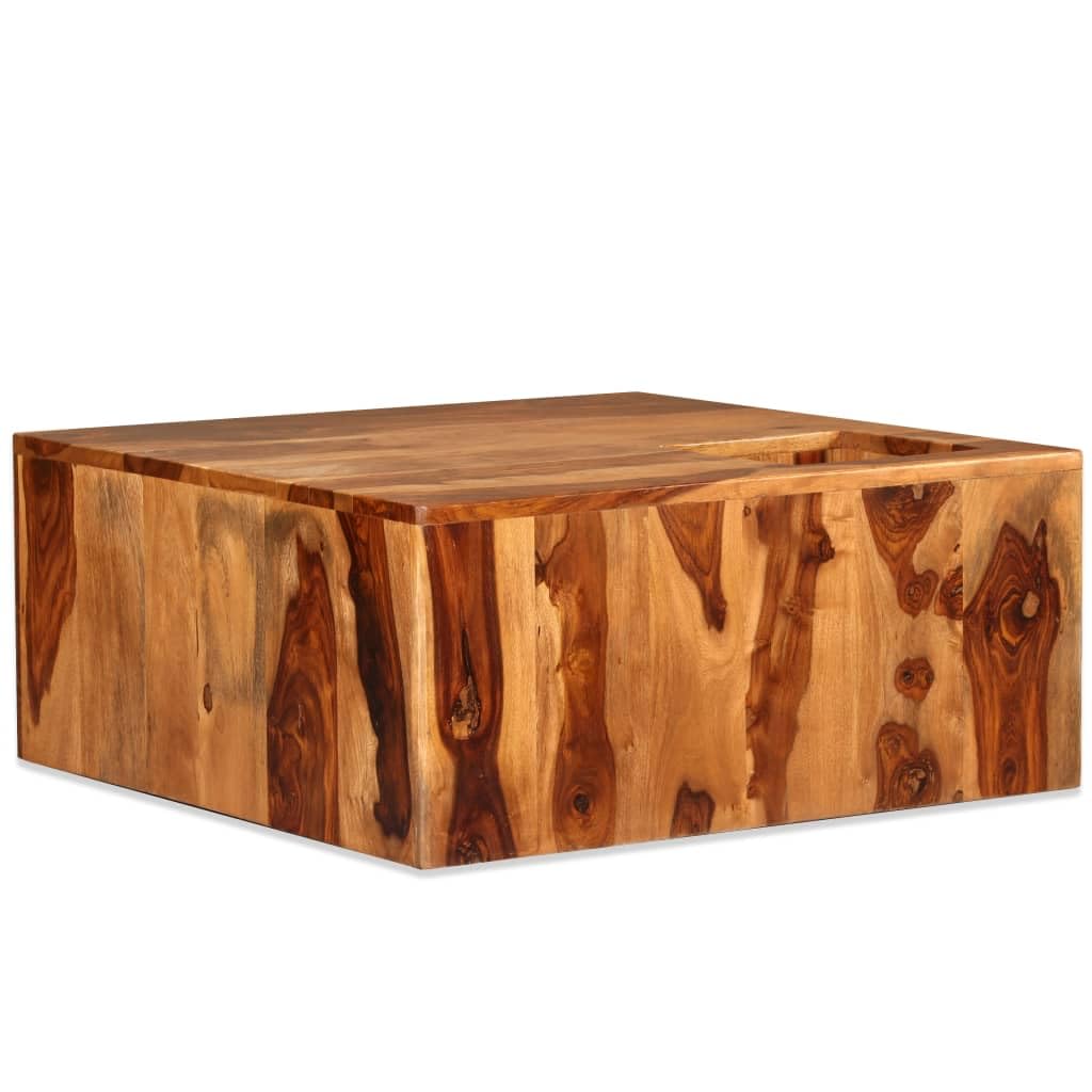 vidaXL Handmade Sheesham Wood Coffee Table - Square Design with Recessed Storage Area, Polished, Painted and Lacquered, 27.6x27.6x11.8