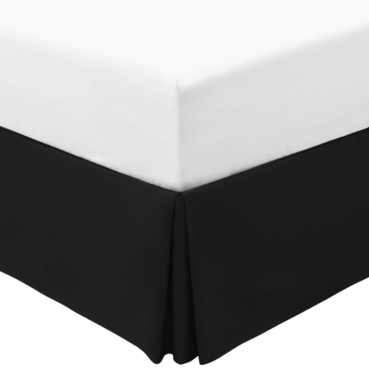 Mellanni Black Bed Skirt Full Size - Bed Frame And Box Spring Cover - 15-Inch Tailored Drop Pleated Dust Ruffle - Luxury Bedding