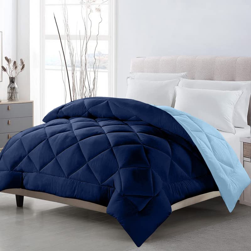 TundwalS Microfiber Reversible Solid Extra Comfort & Soft Comforter||Blanket Double Bed 200 Gsm Royal Blue  Sky Blue 1 (Piece)
