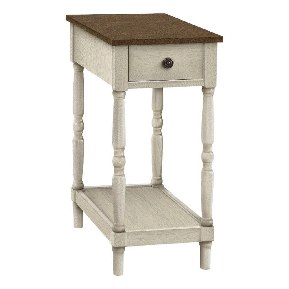 Monarch Specialties 3958 Accent, 2 Tier, End, Side Table, Nightstand, Bedroom Table-24 H/Antique White/Espresso Veneer, 11.75&quot; L X 21.75&quot; W X 25&quot; H