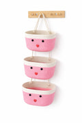 Royal Trend Handmade Hanging Cotton Rope Storage Basket Set For Kids Room & Nursery Wall Mounted Woven Organizer Clothes & Acces
