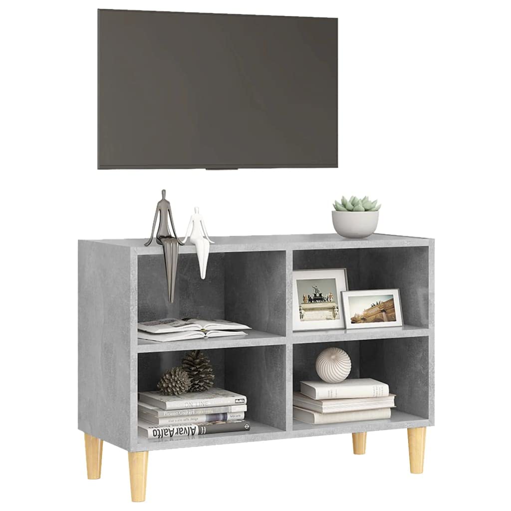 vidaXL TV Stand, TV Unit for Living Room, Sideboard with Solid Wood Legs, Entertainment Center Media Unit Cupboard, Scandinavian, Concrete Gray