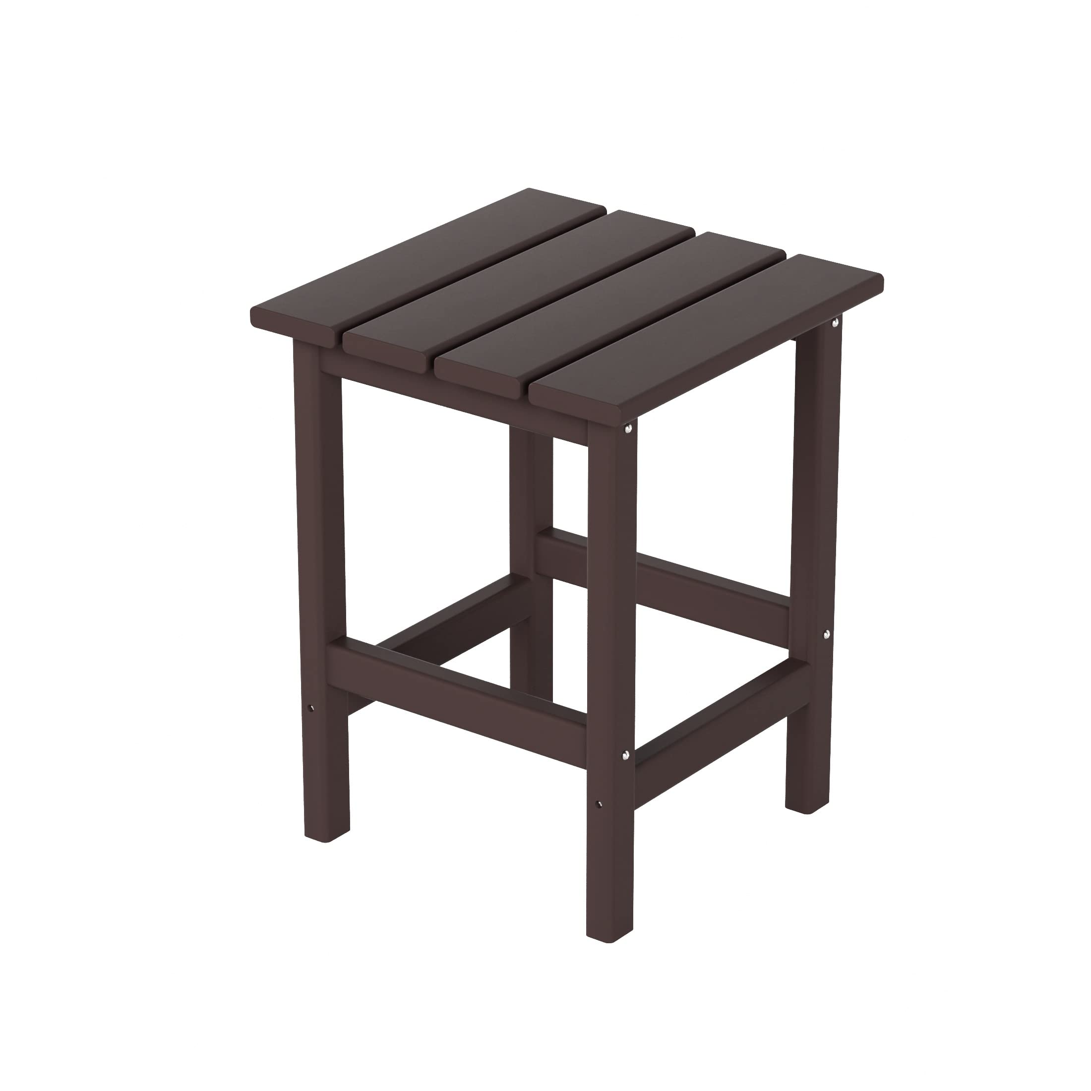 Costaelm Square Outdoor Side Tables, Adirondack Patio Tables For Outside, Hdpe Patio End Table Weather Resistant, Balcony Table For Pool, Seaside, Backyard, Porch, Indoor Companion, Dark Brown
