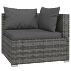 vidaXL 9-Piece Outdoor Garden Lounge Set with Cushions - Gray Poly Rattan - Weather-Resistant, Modular Design, Comfortable Cushions, Strong Frame