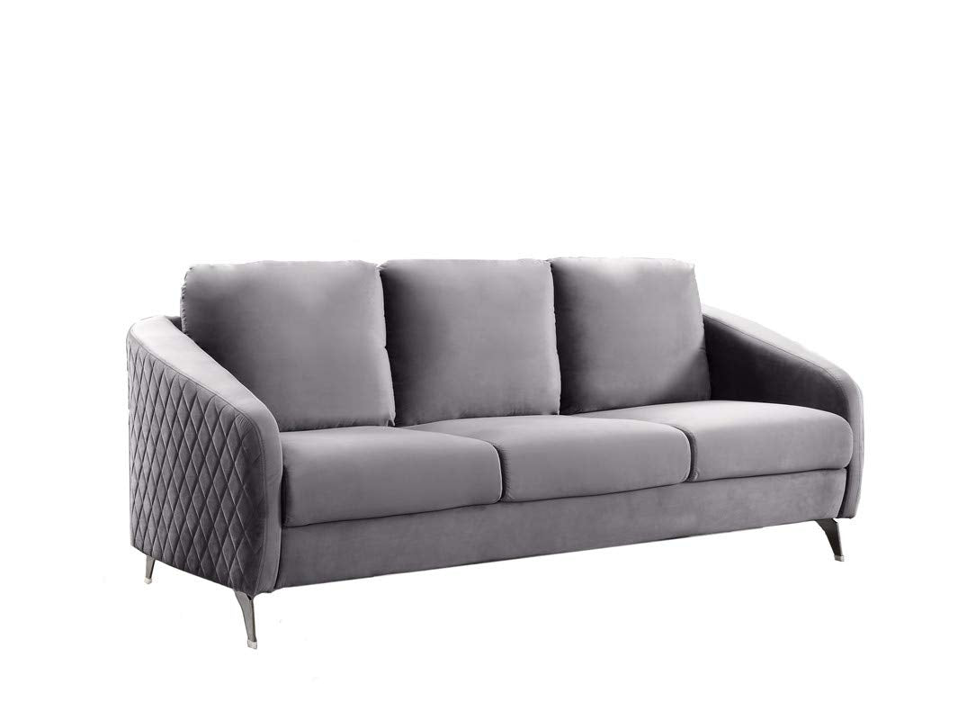 Lilola Home Sofia Gray Velvet Modern Chic Sofa Couch