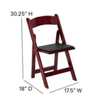 Flash Furniture 4 Pack Hercules Series Mahogany Wood Folding Chair With Vinyl Padded Seat