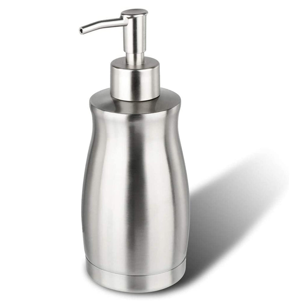GLUBEE Soap Dispenser Stainless Steel - Brushed Nickel Pump Dispenser Bottle Refillable Liquid Hand Dish Soap Dispenser for Bath