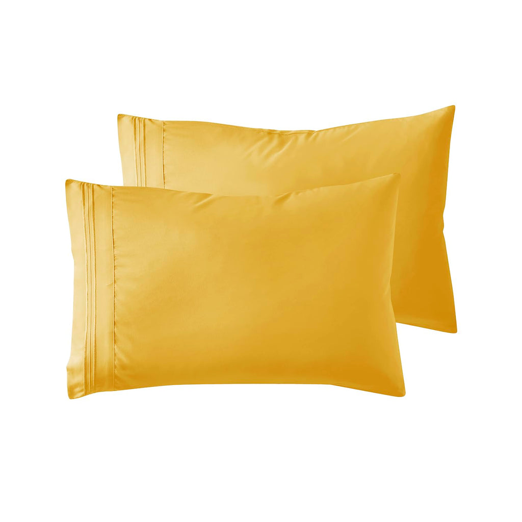 Nestl Yellow King Pillow Cases 2 – Soft King Size Pillow Case, 1800 Brushed Microfiber Pillowcases, Envelope Closure Pillowcase, King Pillow Covers, King Size Pillow Cases Set Of 2, 20X40 Inches