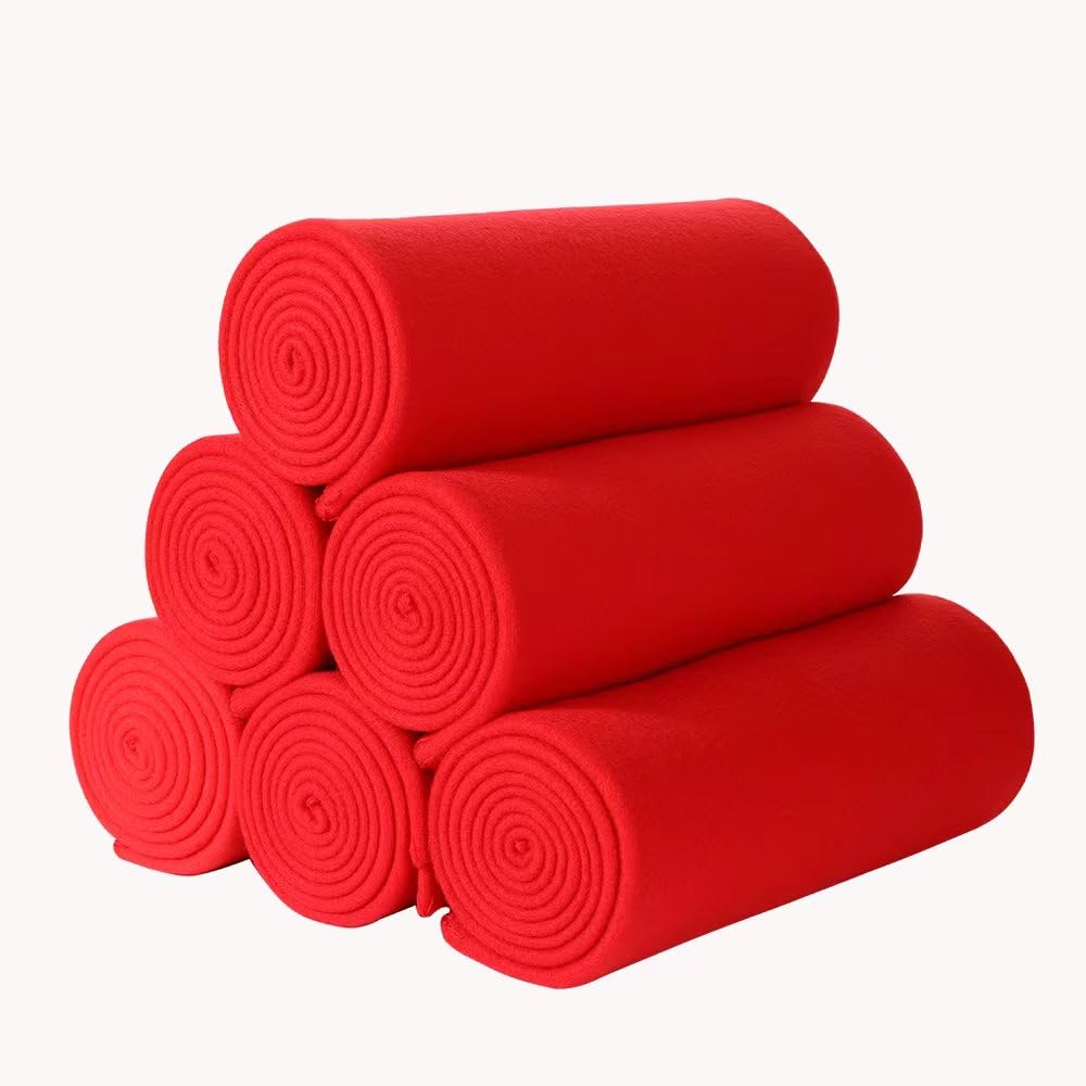 Seabeauty Fleece Blanket Red- Pack Of 6 Cozy Comfortable Fleece Throw All Season Universal For Bed Sofa Office Camping Pet-Frien