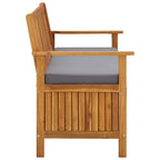 vidaXL Patio Storage Bench 47.2", Solid Acacia Wood, Dark Gray Cushion, Ample Storage Compartment, Rustic Style, Home and Garden Furniture