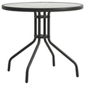 vidaXL Modern Bistro Table - Anthracite Outdoor Table with Tempered Glass Top and Steel Frame - Perfect for Patio, Garden, Balcony - Diameter 31.5" & Height 28"