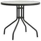 vidaXL Modern Bistro Table - Anthracite Outdoor Table with Tempered Glass Top and Steel Frame - Perfect for Patio, Garden, Balcony - Diameter 31.5" & Height 28"