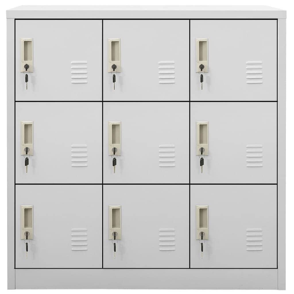 Vidaxl Steel Locker Cabinets Set - Ideal For Office And School Use - Easy-To-Clean - Light Gray - 5 Pieces - With 9 Secure Lockable Compartments -39.4&quot;X17.7&quot;X36.4&quot;