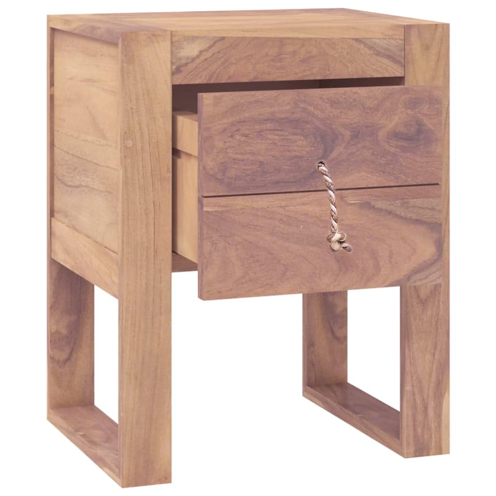 vidaXL Colonial-Style Bedside Cabinet - Solid Teak Wood Bedroom Furniture with Drawer - Rustic Charm Nightstand