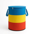 Moon & Blush Large Round Storage Basket, Red, Yellow, Blue Colour Block, NonWoven Fabric, With Handles, For Toys, Laundry, Kids