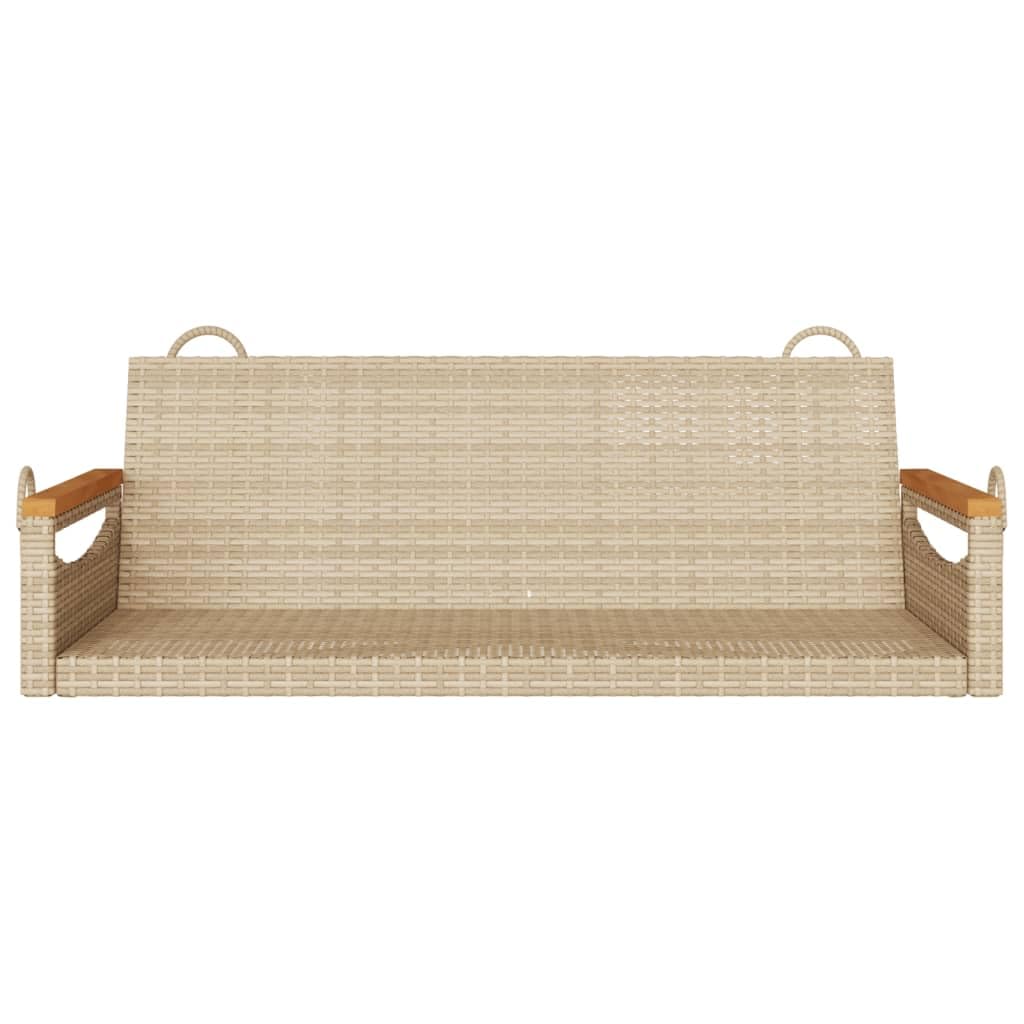 vidaXL Swing Bench Hanging Hammock Chair Outdoor Garden Beige Poly Rattan Steel Frame
