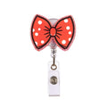 Valentine'S Daybadge Reels Red Bow Id Badge Reels Retractable White Dot Designs Nurse Badge Reel, Badge Holder Retractable Clip,