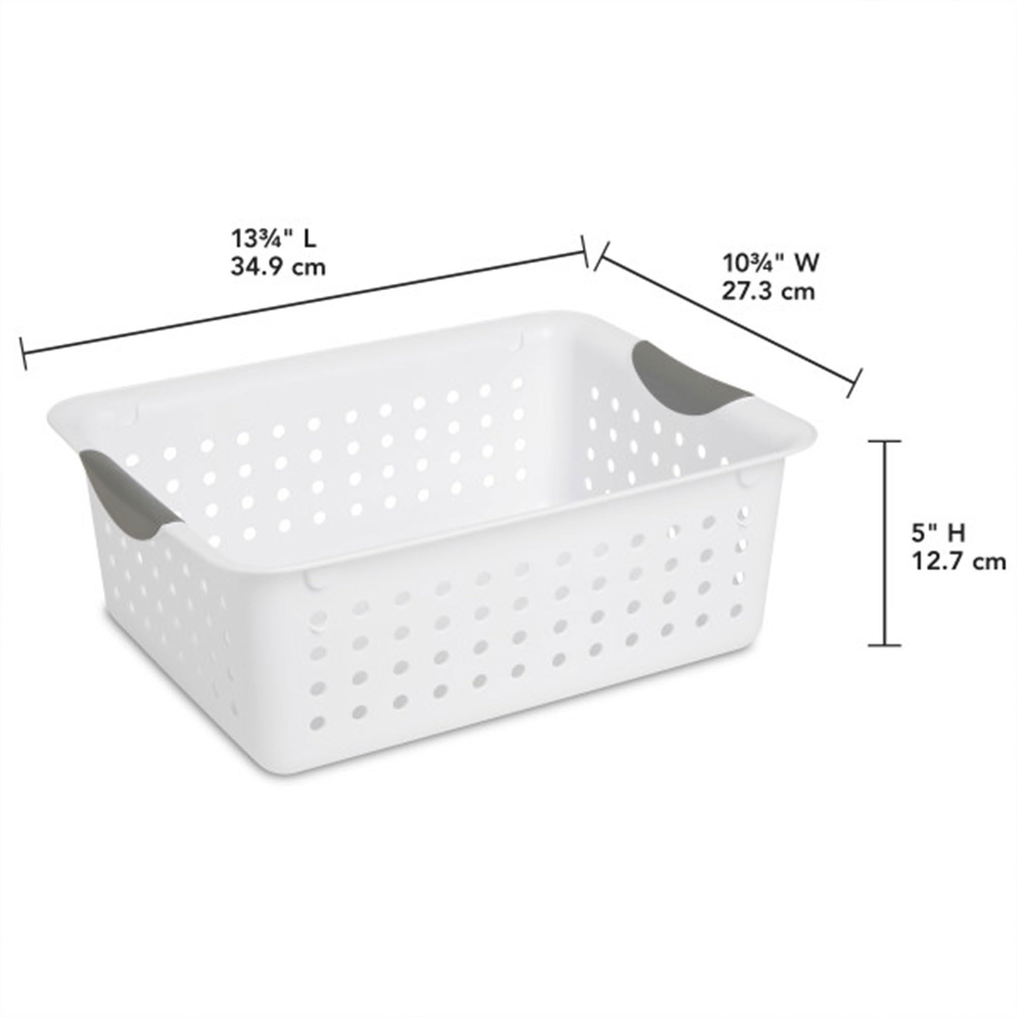 Sterilite Medium Ultra Basket, Storage Bin To Organize Closets, Cabinets, Pantry, Shelving And Countertop Space, White, 24-Pack