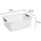 Sterilite Medium Ultra Basket, Storage Bin To Organize Closets, Cabinets, Pantry, Shelving And Countertop Space, White, 24-Pack