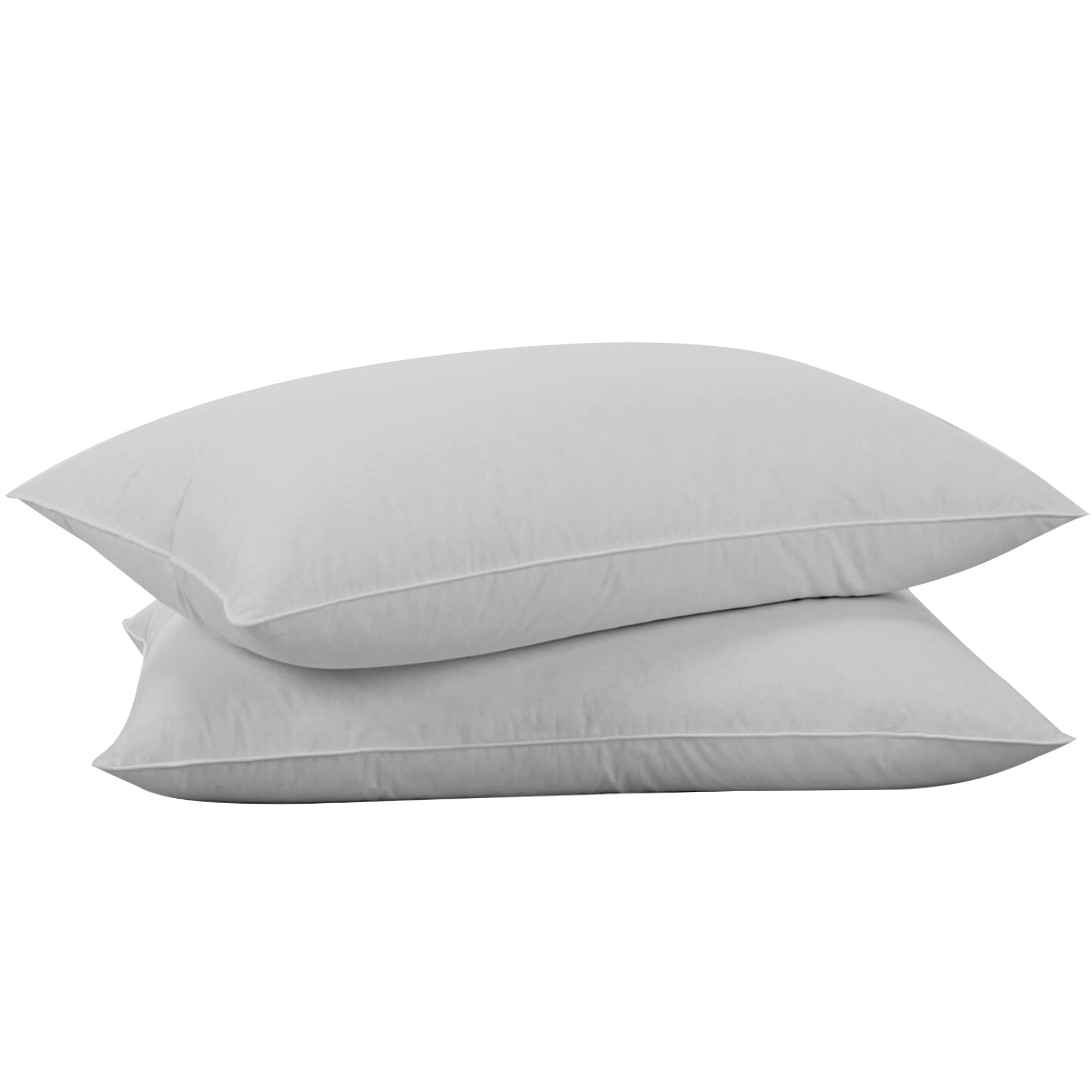 Puredown Goose Feathers Down Pillows - Standard Size Bed Sleeping Hotel Collection Pillows Set Of 2 With 100% Cotton Cover, Grey
