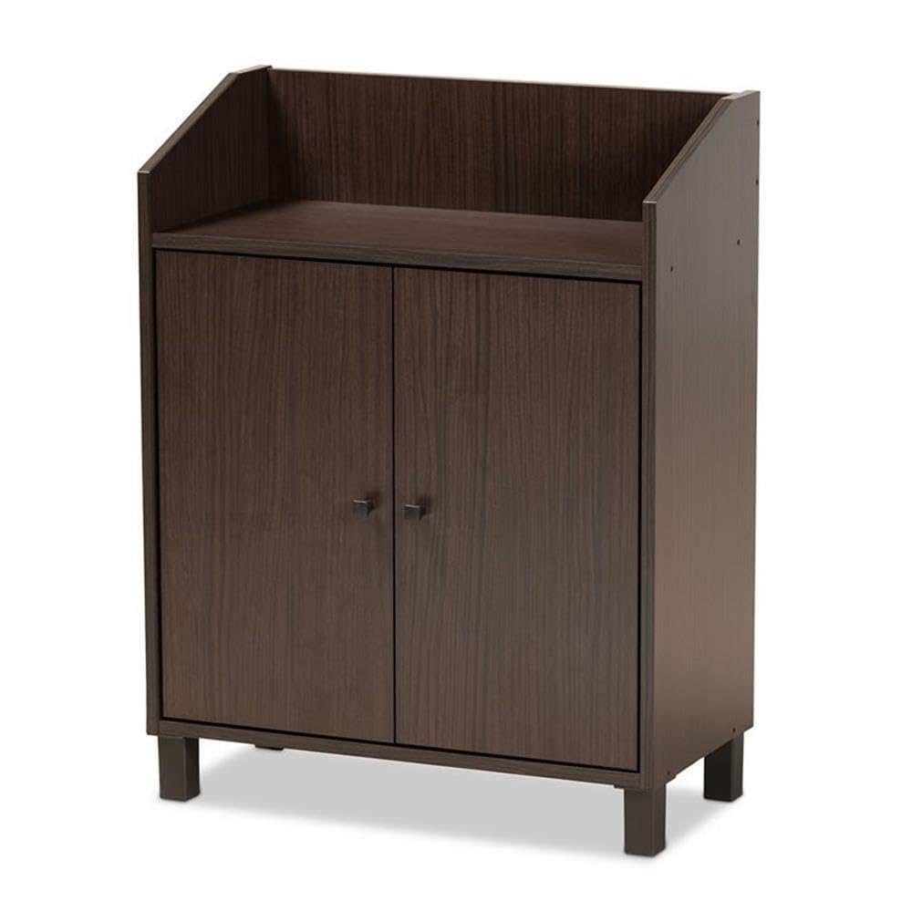 Baxton Studio Rossin Dark Brown Finished Wood 2-Door Entryway Shoe Cabinet