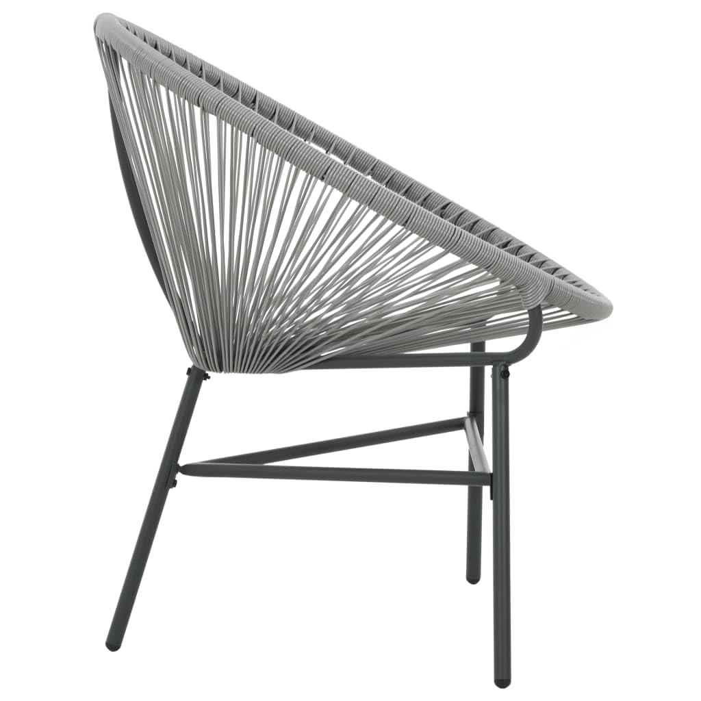 vidaXL Gray Moon Chair - Poly Rattan Patio Furniture - Water-Resistant Outdoor Chair with Powder-Coated Steel Frame for Garden and Patio
