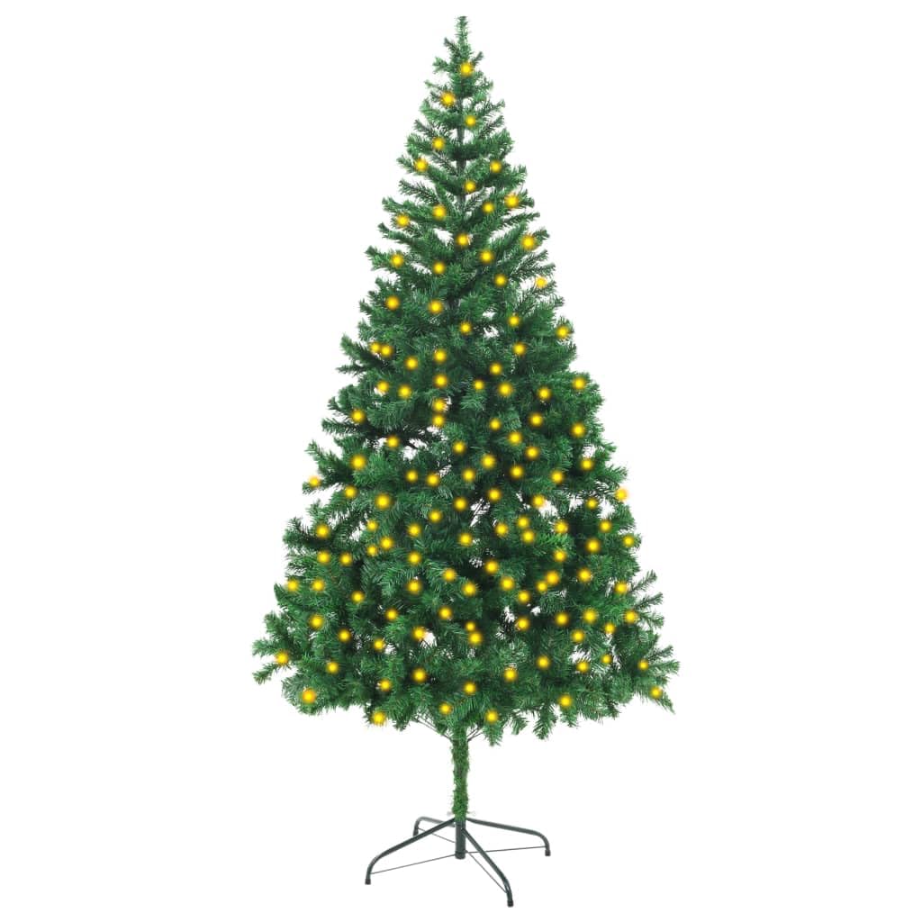 vidaXL Artificial Christmas Tree with LED Lights, 910 Branches, Durable PVC Material, Reusable, Easy Assembly, Indoor Use, Stunningly Dense, 82.7&quot; Tall