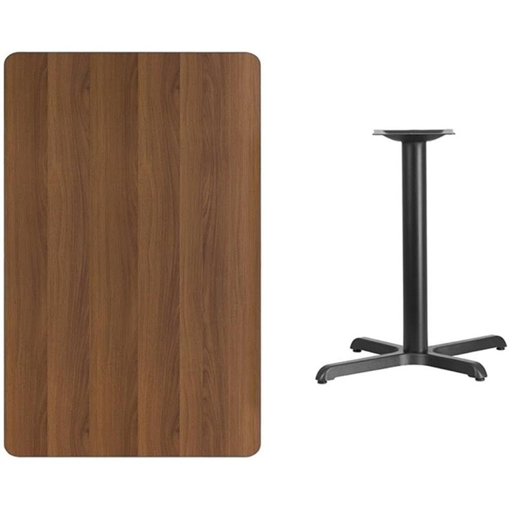Flash Furniture 30'' X 48'' Rectangular Walnut Laminate Table Top With 24'' Round Table Height Base
