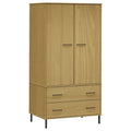 Wardrobe With Metal Legs Brown 35.4"X21.7"X67.9" Solid Wood Oslo