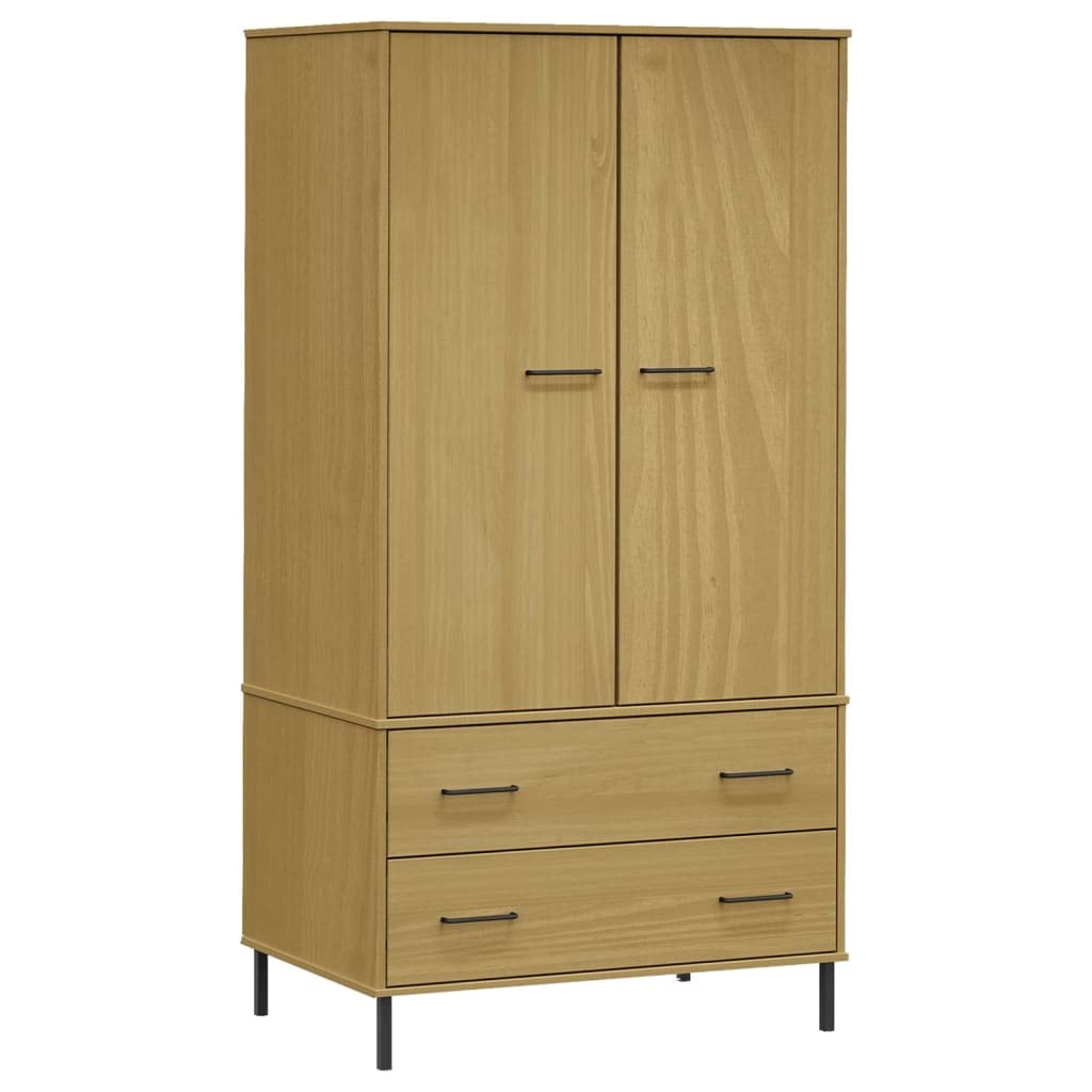 Wardrobe With Metal Legs Brown 35.4&quot;X21.7&quot;X67.9&quot; Solid Wood Oslo