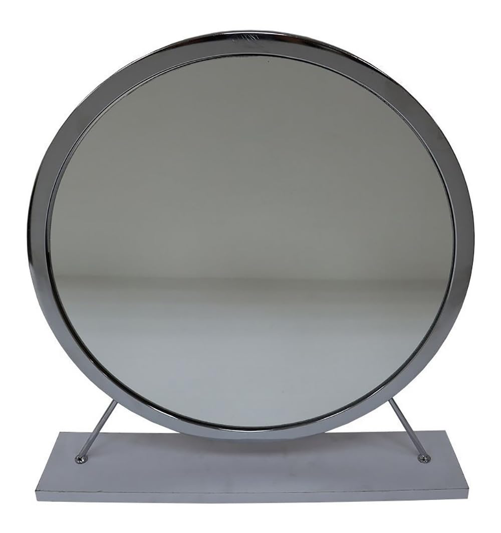 Acme Adao Vanity Mirror & Stool in Faux Fur Mirror White & Chrome Finish