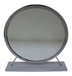 Acme Adao Vanity Mirror & Stool in Faux Fur Mirror White & Chrome Finish