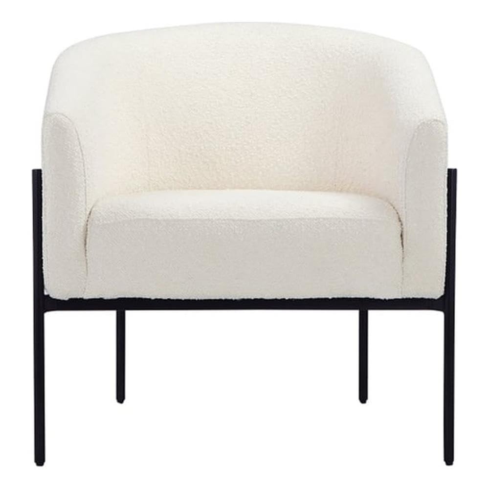 Pangea Home Amanda Arm Chair Boucle Fabric White