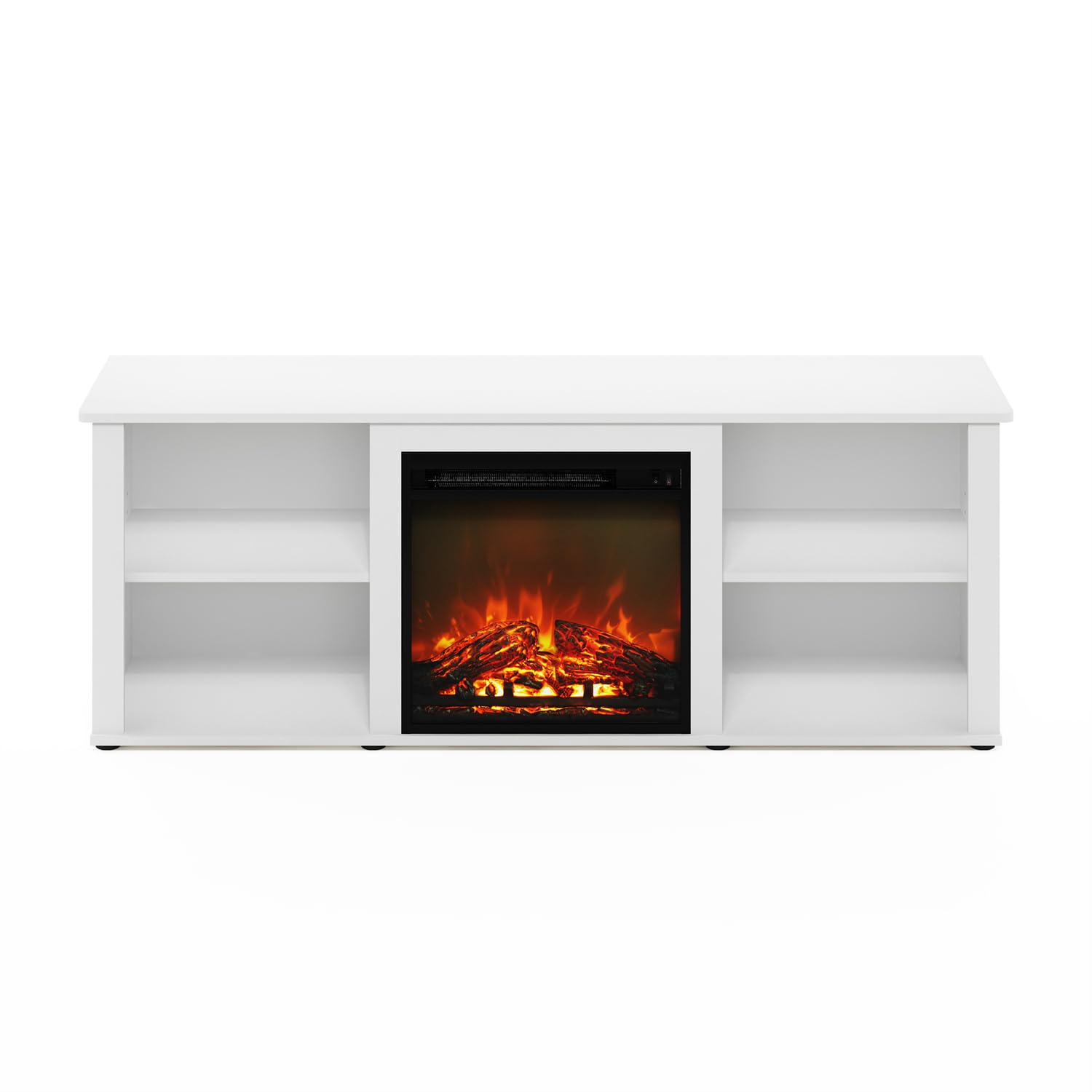 Furinno Classic 60 Inch TV Stand with Fireplace, Solid White
