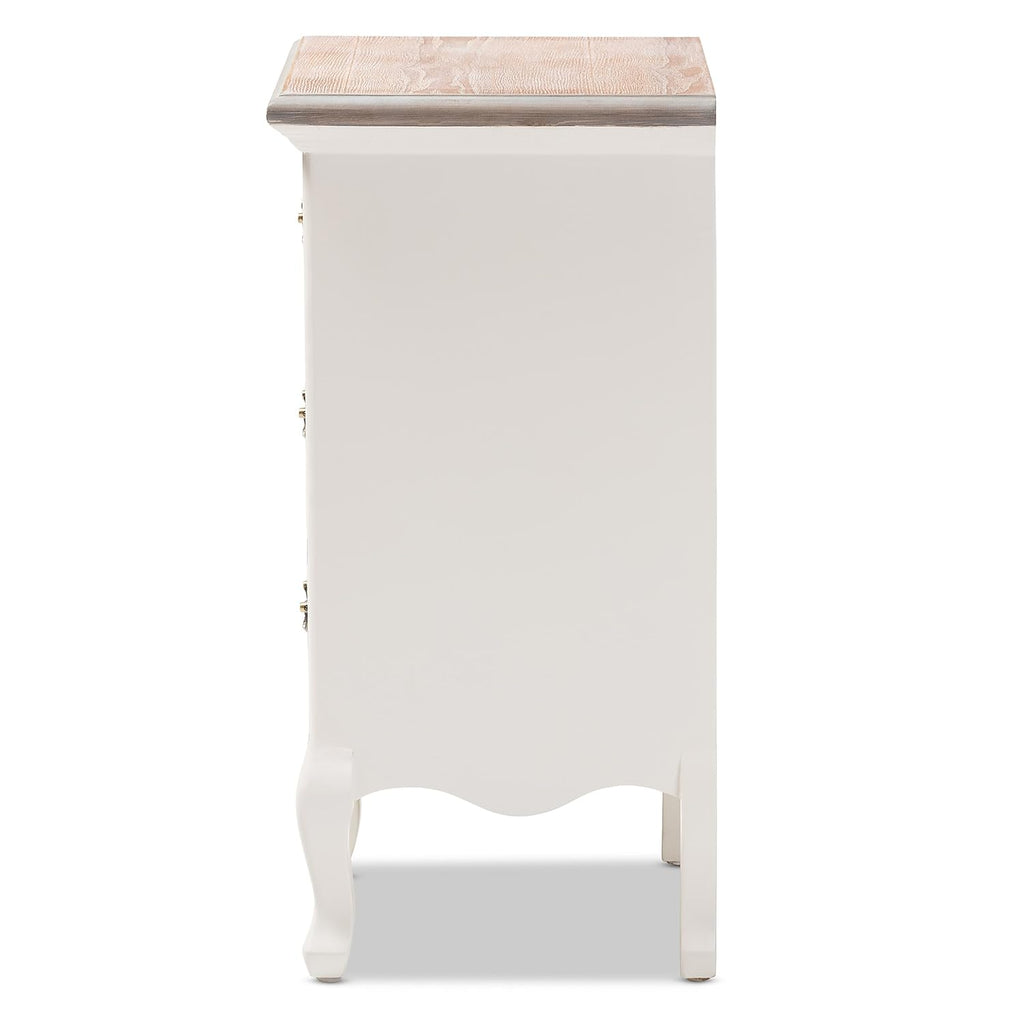 Baxton Studio Capucine 18.9-inch W x 13.6-inch D End Table, White and Oak (151-9205-HiT)