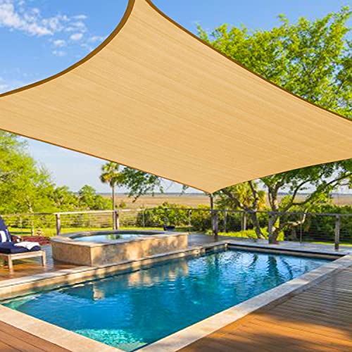Amagenix Sun Shade Sails Canopy, Sand Rectangle Outdoor Shade Canopy 16' X 20' Uv Block Canopy For Outdoor Patio Garden Backyard