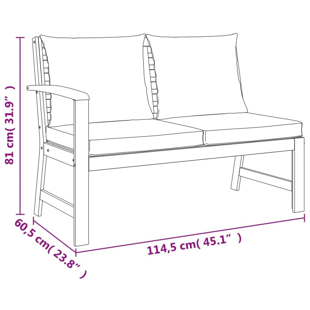 vidaXL Outdoor Dining Set with Cushions - 7 Piece Acacia Solid Wood - Modular Patio Furniture - Comfortable Seating with Rectangle Table and Cushions.