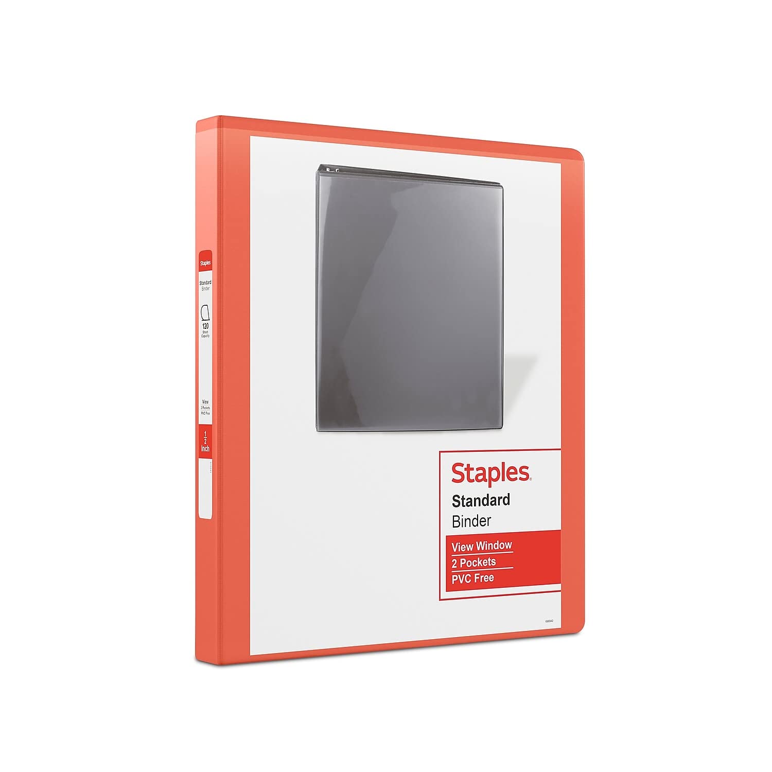 Staples 82617 Standard 1/2-Inch 3-Ring View Binder Orange (26430-Cc)