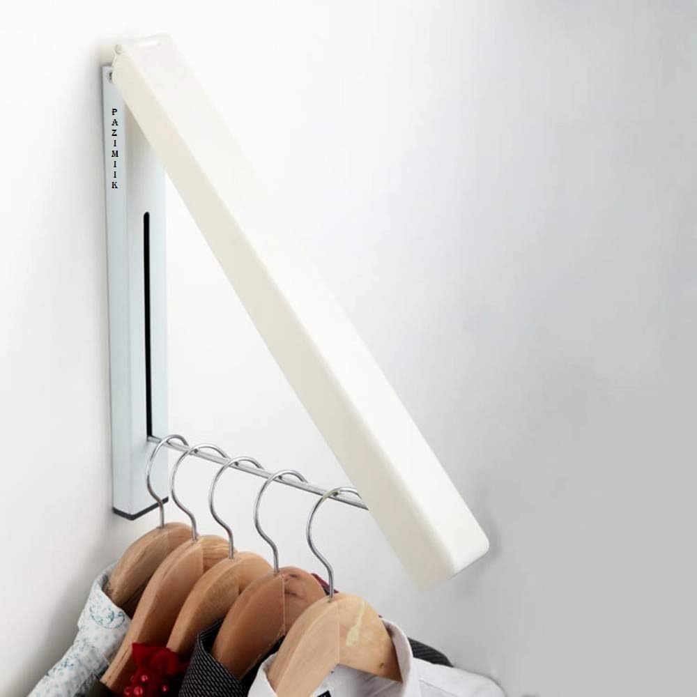 Clothes Hanger, Space Saving Retractable Clothes Hanger Single Retractable Clothes Collapsible Folding Wall Mounted Clothes Hang