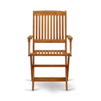 East West Furniture Bcmcana Beasley Patio Dining Folding Arm Chairs - Acacia Wood, Set Of 2, Natural Oil