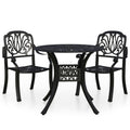 vidaXL Industrial Style Bistro Set - Sturdy, Cast Aluminum Outdoor Seating, 3-Piece Patio Furniture, Black with Umbrella Hole, Assembly Required