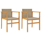 vidaXL – Patio Chairs/Outdoor Garden Furniture/2 Pcs Beige Poly Rattan/Solid Wood – Comfortable Seats with Supportive Backrest & Armrests for Deck/Patio – Durable & UV-Resistant