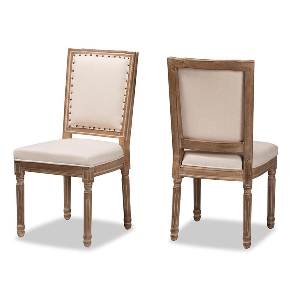 Baxton Studio Louane Beige and Brown Finished Wood 2-Piece Dining Chair Set