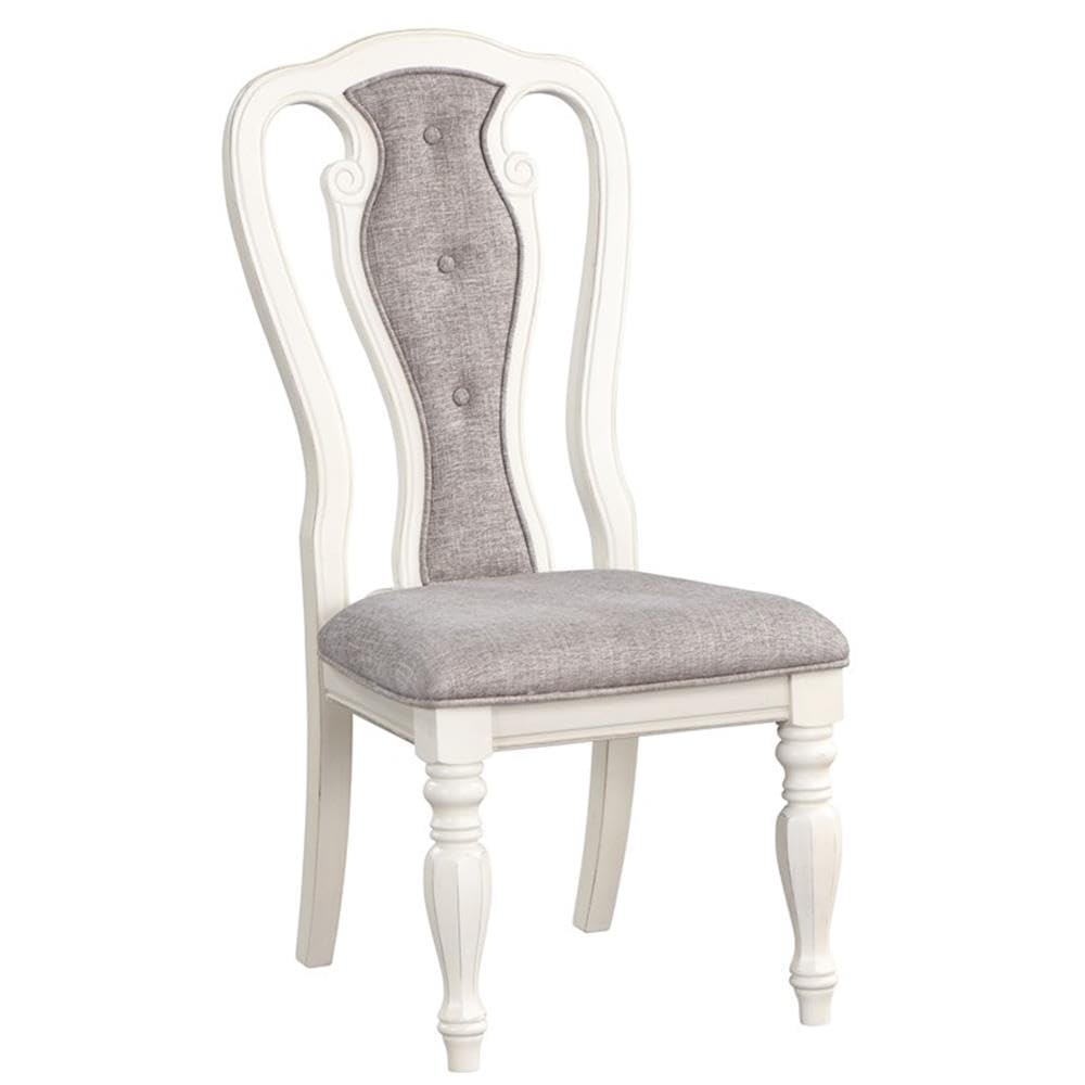 Acme Florain Wooden Side Chairs in Gray and Antique White (Set of 2)