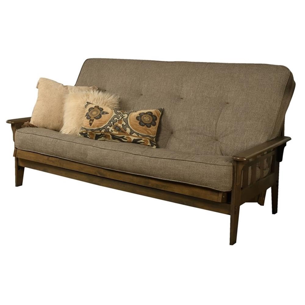 Kodiak Tucson Queen Futon Frame and Mattress Set - Wood Futon with Mattress Included in Stone Color