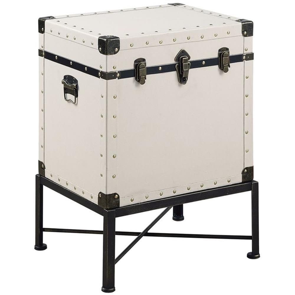 Coaster Furniture Accent Cabinet White Faux Leather Polyurethane Bronze Washed 902819