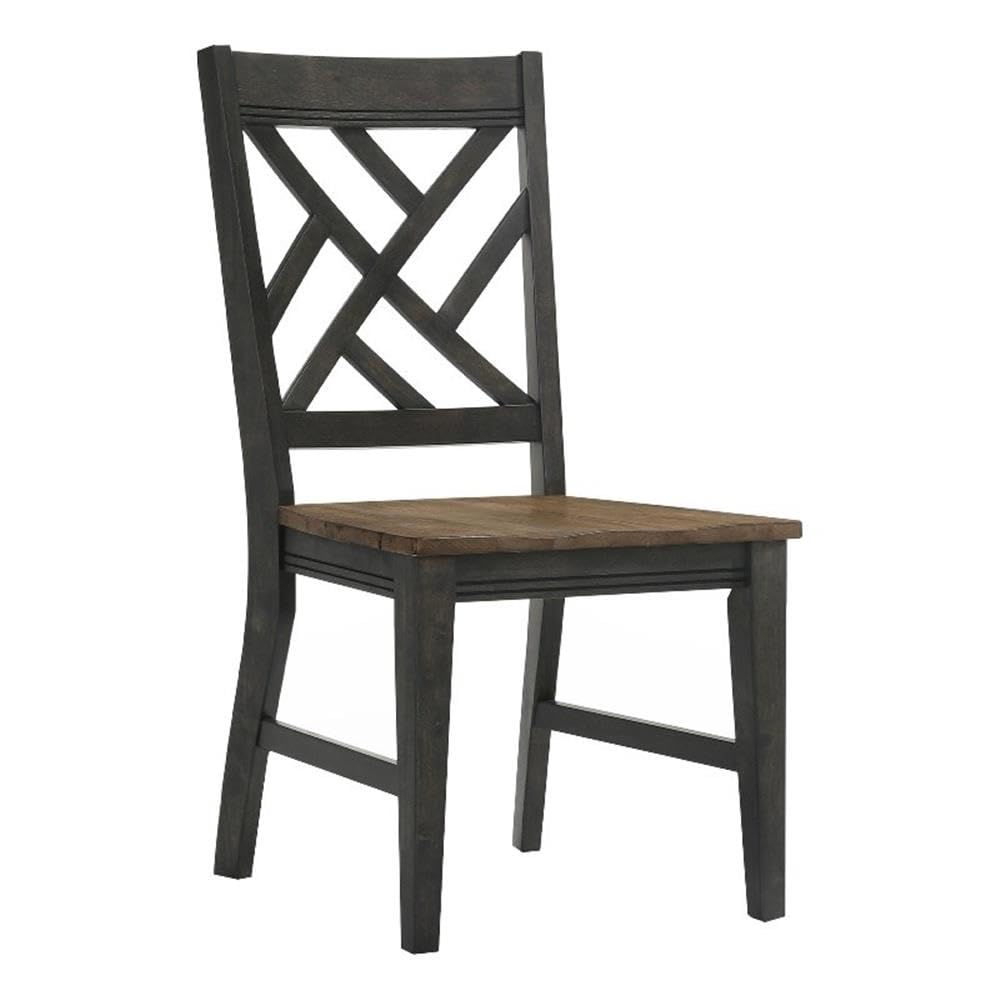 Intercon Harper Dining Chair with Lattice Back and 4 Legs, Brushed Brown & Pecan, Set of 2 Furniture