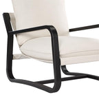 Comfort Pointe Sling Chair Upholstered in Oatmeal White Fabric with Metal Frame
