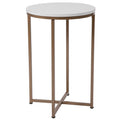 Flash Furniture Hampstead Collection End Table - Modern White Finish End Table - Crisscross Brushed Gold Frame